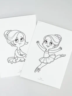 Børn Dansebutikken Andet Til Ballet|Balletting Børn-A5 balletkort til at farvelægge - 9 stk i en pakke