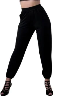 Dame Dansebutikken Danseunderdele Damer-Afslappede sorte bukser af bambus - Danceeverywear