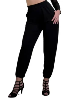 Dame Dansebutikken Danseunderdele Damer-Afslappede sorte bukser af bambus - Danceeverywear