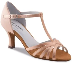 Dame Dansebutikken Brudesko|Salsasko Damer-Anna Kern flesh satin dansesko med t- rem