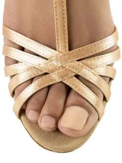 Dame Dansebutikken Brudesko|Salsasko Damer-Anna Kern flesh satin dansesko med t- rem