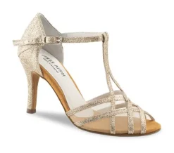 Dame Dansebutikken Brudesko|Salsasko Damer-Anna Kern flot guld glimmer dansesko