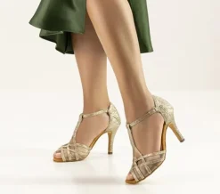 Dame Dansebutikken Brudesko|Salsasko Damer-Anna Kern flot guld glimmer dansesko