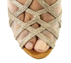 Dame Dansebutikken Brudesko|Salsasko Damer-Anna Kern flot guld glimmer dansesko