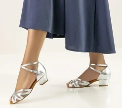 Dame Dansebutikken Brudesko|Salsasko Damer-Anna Kern sølv dansesko 3,5 cm hæl