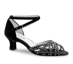 Dame Dansebutikken Brudesko|Salsasko Damer-Anna Kern sort dansesko med sten og 5 cm hæl - Clemence