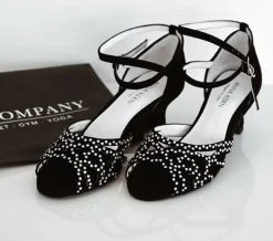 Dame Dansebutikken Brudesko|Salsasko Damer-Anna Kern sort dansesko med sten og 5 cm hæl - Clemence