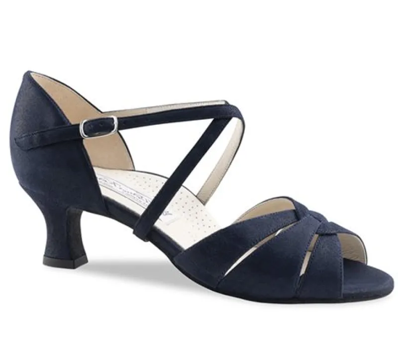 Dame Dansebutikken Salsasko Damer|Tangosko Damer-Blå Ebony dansesko i ruskind Werner Kern