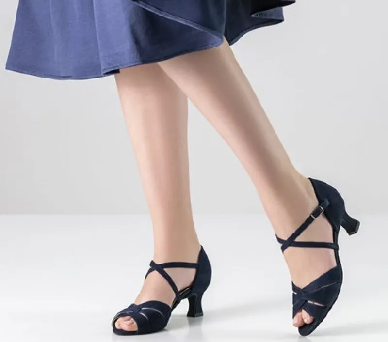 Dame Dansebutikken Salsasko Damer|Tangosko Damer-Blå Ebony dansesko i ruskind Werner Kern