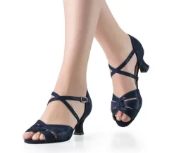 Dame Dansebutikken Salsasko Damer|Tangosko Damer-Blå Ebony dansesko i ruskind Werner Kern