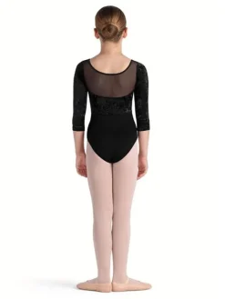 Børn Dansebutikken Balletdragter Børn-Bloch halvlang ærmet dragt i sort med mesh og velour