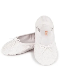 Dansebutikken Balletsko Bløde-Bloch hvid skind glimmer balletsko