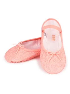 Dansebutikken Balletsko Bløde-Bloch rosa skind balletsko med glimmer