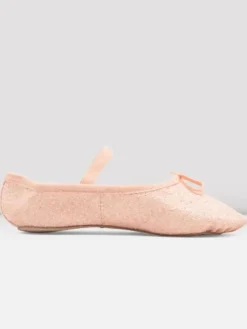 Dansebutikken Balletsko Bløde-Bloch rosa skind balletsko med glimmer