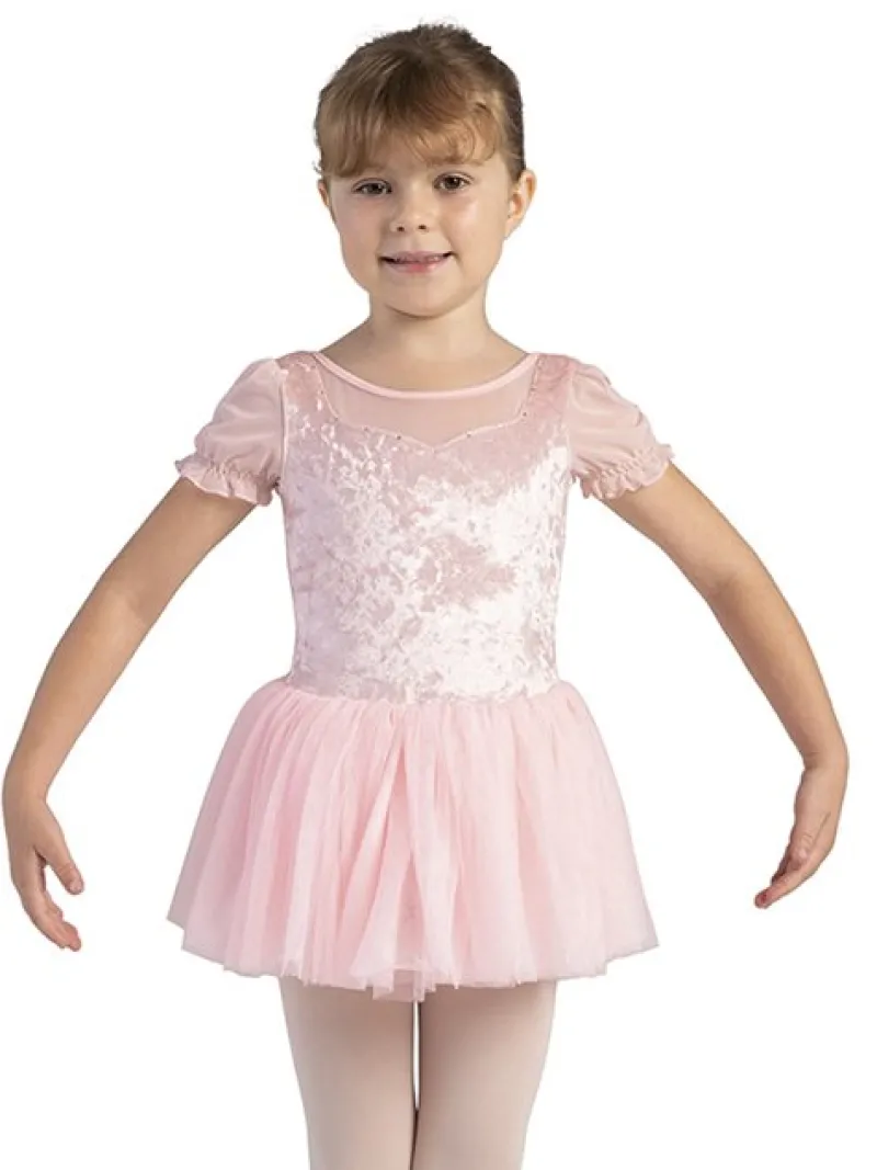 Børn Dansebutikken Balletkjole Piger-Bloch rosa tutudragt med velour