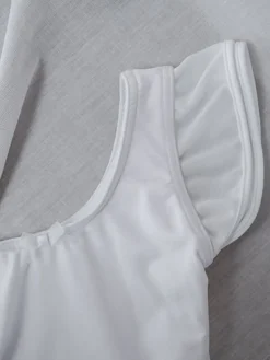 Børn Dansebutikken Gymnastikkjole Piger|Balletkjole Piger-Capezio hvid dragt m. skørt og chiffon ærmer