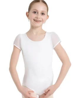 Børn Dansebutikken Dragter Piger|Balletdragter Børn-Capezio hvid dragt med puf ærmer til piger