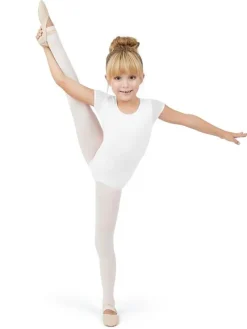 Børn Dansebutikken Dragter Piger|Balletdragter Børn-Capezio hvid dragt med puf ærmer til piger