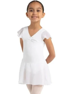 Børn Dansebutikken Gymnastikkjole Piger|Balletkjole Piger-Capezio hvid dragt m.flot skørt til piger