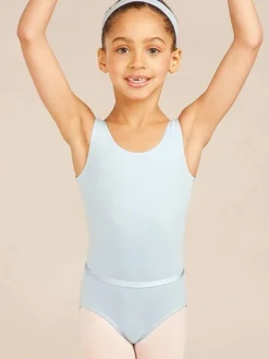 Børn Dansebutikken Dragter Piger|Balletdragter Børn-Capezio lyseblå dragt med bælte til piger