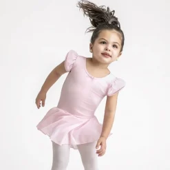 Børn Dansebutikken Gymnastikkjole Piger|Balletkjole Piger-Capezio rosa dragt m.skørt og puf ærmer til piger