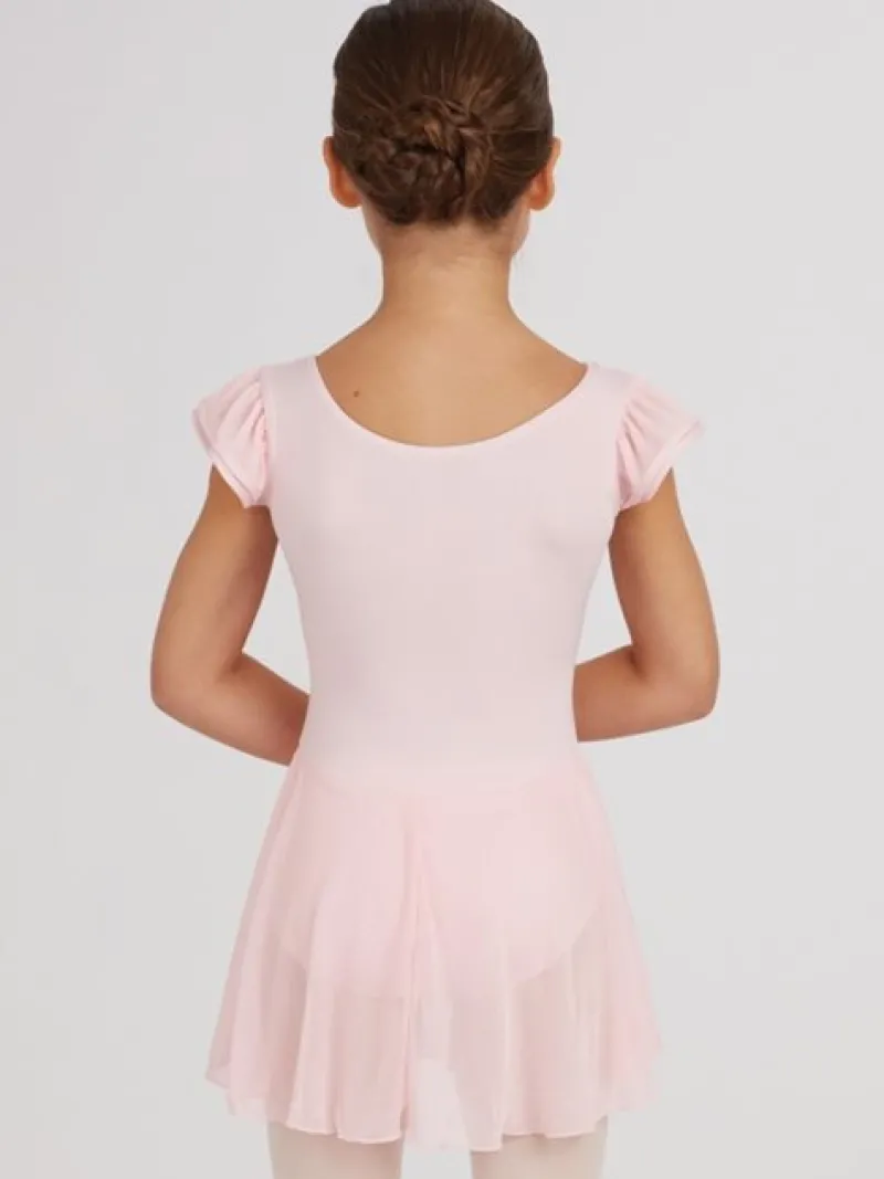 Børn Dansebutikken Gymnastikkjole Piger|Balletkjole Piger-Capezio rosa dragt m.skørt og puf ærmer til piger