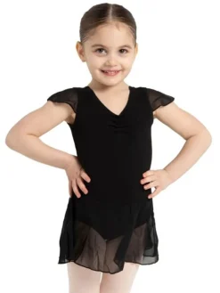 Børn Dansebutikken Gymnastikkjole Piger|Balletkjole Piger-Capezio sort dragt m.flot skørt til piger