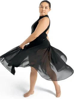 Dame Dansebutikken Ballet Underdele Damer-Capezio sort lang chiffon balletskørt til damer