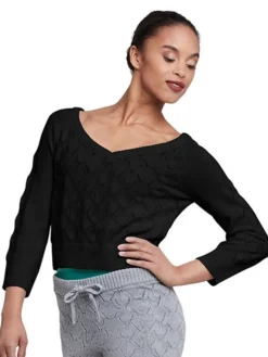 Dame Dansebutikken Dragter Damer-Cropped strik fra Bloch - sort
