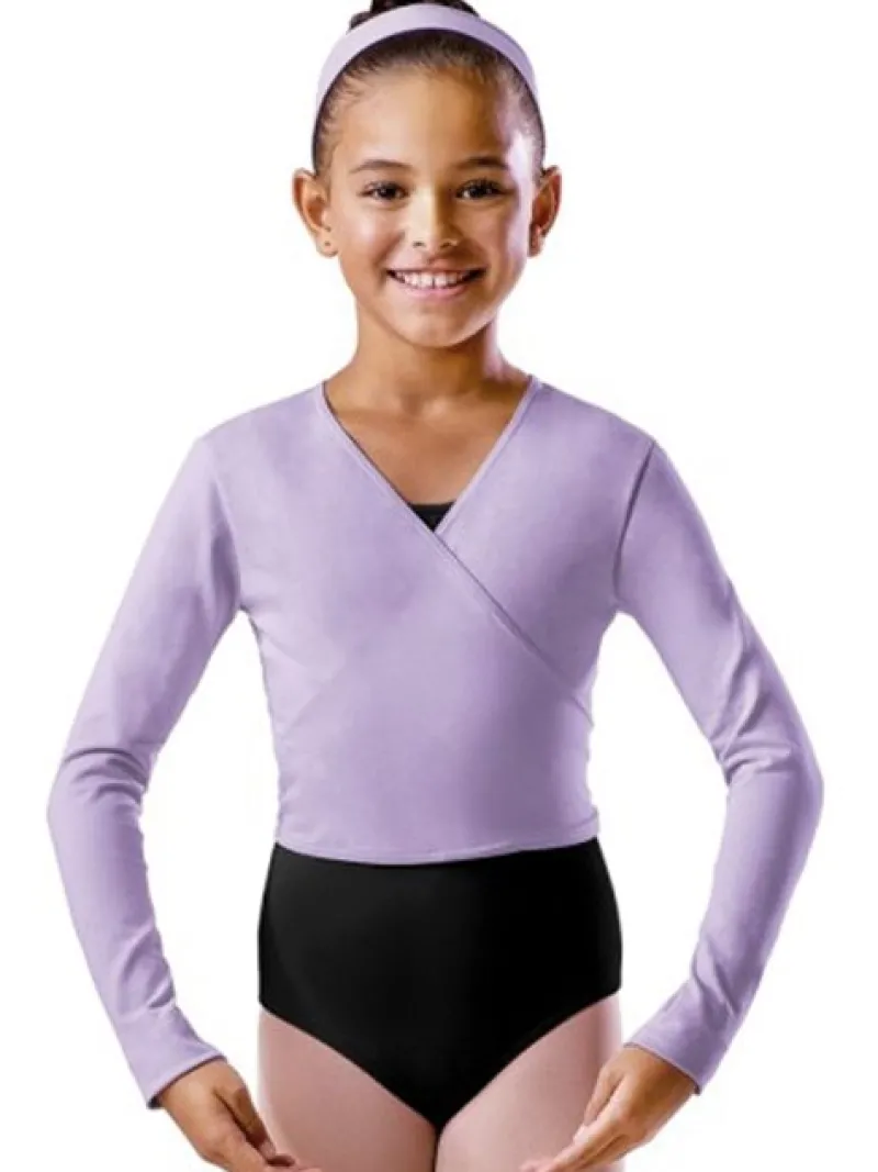 Børn Dansebutikken Ballet Toppe Børn-Cross-over lyselilla overdel til piger Bloch