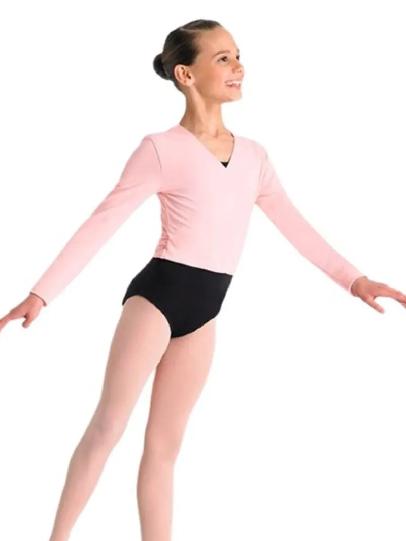 Børn Dansebutikken Ballet Toppe Børn-Cross-over rosa overdel til piger Bloch