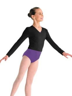 Børn Dansebutikken Ballet Toppe Børn-Cross-over sort overdel til piger Bloch