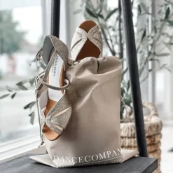 Dansebutikken Dansetasker|Dansesko Tilbehør-Dancecompany sandfarvet skopose med logo