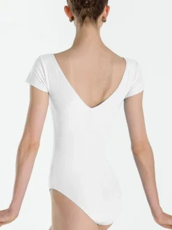 Dame Dansebutikken Balletdragter Damer-Dragt med korte ærmer i hvid fra Wear Moi