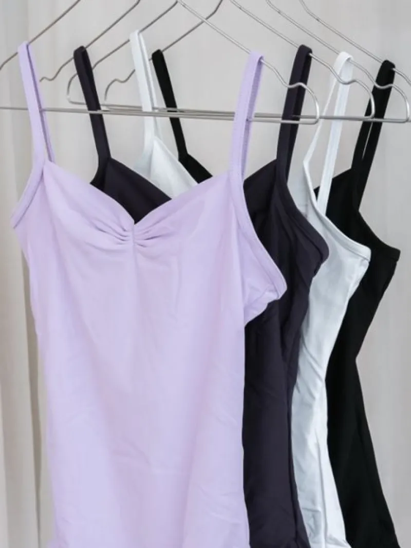 Dame Dansebutikken Balletdragter Damer-Dragt med tynde stropper og rynk i sort fra Wear Moi