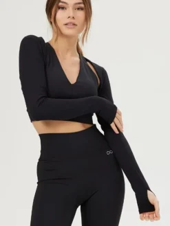 Dame Dansebutikken Pilates Overdele|Overdele Damer-Drop of Mindfulness bolero i sort