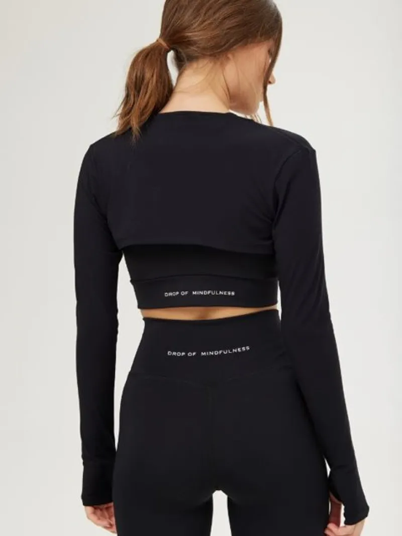 Dame Dansebutikken Pilates Overdele|Overdele Damer-Drop of Mindfulness bolero i sort