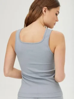 Dame Dansebutikken Pilates Overdele|Yogatoppe-Drop of mindfulness svag lyseblå seamless rib top