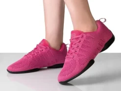 Dame Dansebutikken Salsasko Damer|Swingsko Damer-Fuschia farvet dansesneaker i åndbar strik til damer - Suny