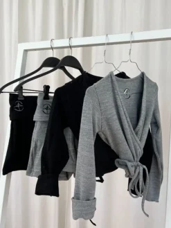 Dame Dansebutikken Ballet Strik Damer|Ballet Underdele Damer-Grå strik shorts til teen og damer Wear Moi