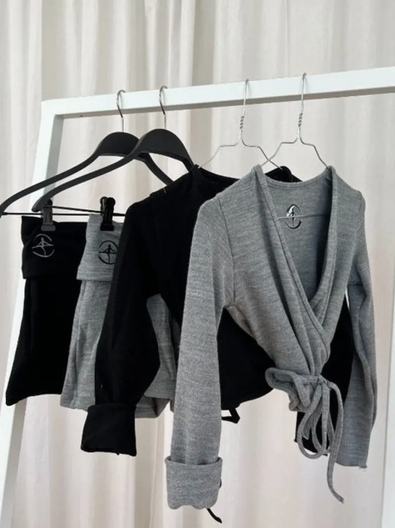 Dame Dansebutikken Ballet Strik Damer|Ballet Underdele Damer-Grå strik shorts til teen og damer Wear Moi