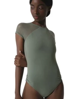 Dame Dansebutikken Dragter Til Skøjteløb|Balletdragter Damer-Grishko dragt i olivengrøn med mesh detaljer