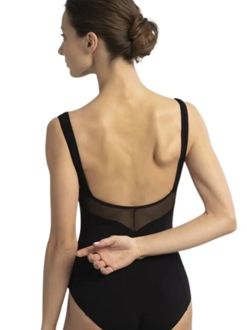 Dame Dansebutikken Balletdragter Damer-Grishko dragt i sort med rynk, mesh og prinsesse sømme