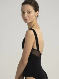 Dame Dansebutikken Balletdragter Damer-Grishko dragt i sort med rynk, mesh og prinsesse sømme