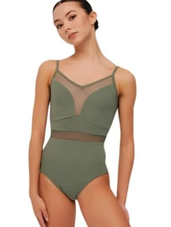 Dame Dansebutikken Balletdragter Damer-Grishko olivengrøn dragt med mesh udskæringer