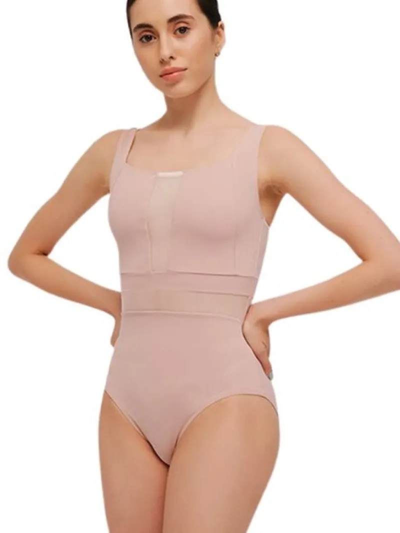 Dame Dansebutikken Balletdragter Damer-Grishko tank dragt i tea rosa med mesh udskæringer