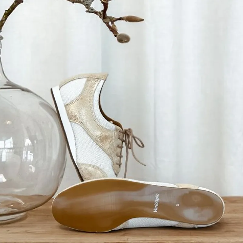 Dame Dansebutikken Swingsko Damer|Linedance Sko Damer-Guld dansesneakers vario pro med fuld sål