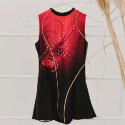 Dansebutikken Gymnastikkjole Piger-Gymnastikdragt med print, sten og påsyetskørt Agiva