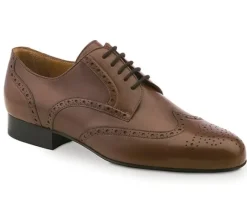 Dansebutikken Tangosko Herrer|Salsasko Herrer-Herre dansesko cognac farvet skind Werner Kern