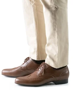 Dansebutikken Tangosko Herrer|Salsasko Herrer-Herre dansesko cognac farvet skind Werner Kern